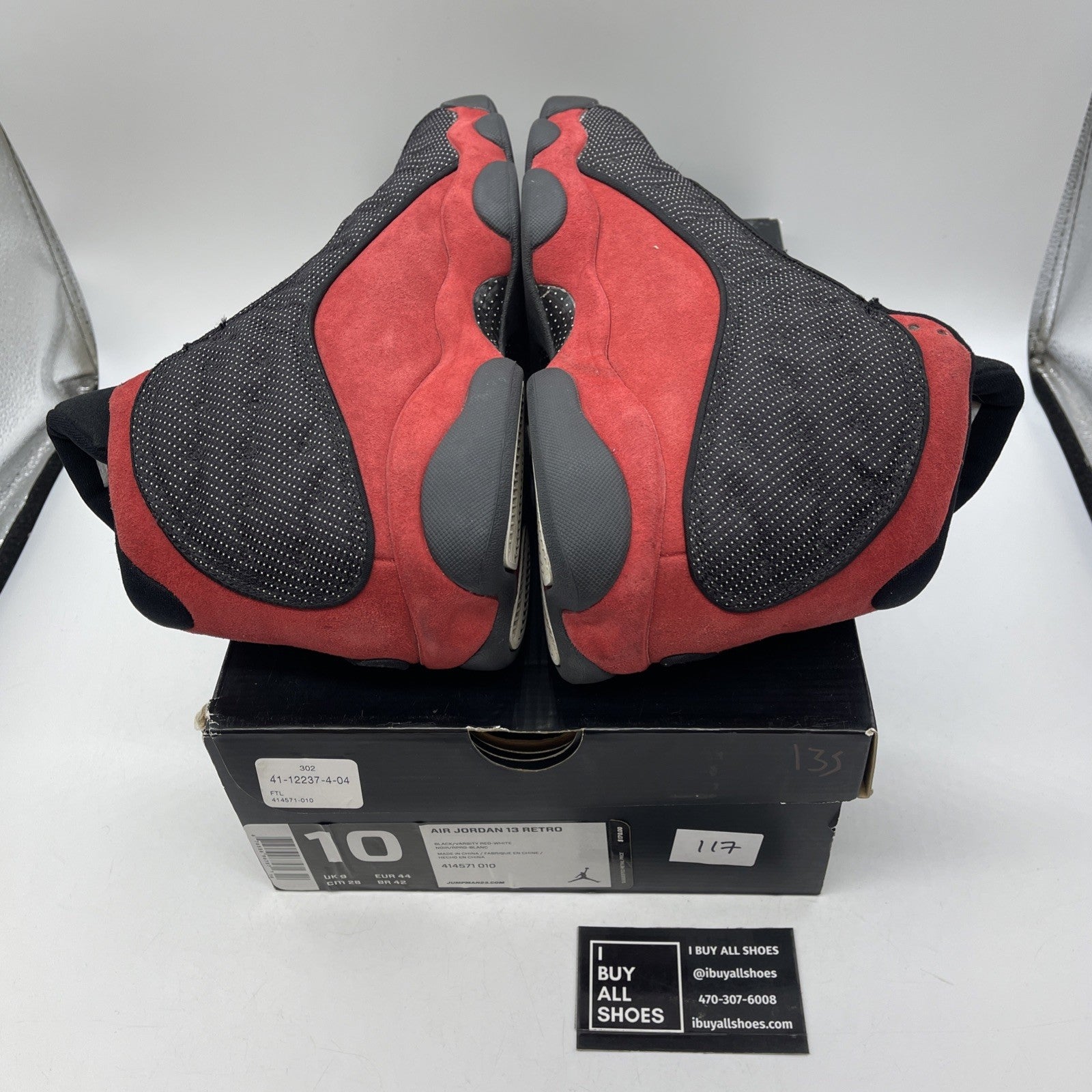 Size 10 - Air Jordan 13 Retro 2013 Bred Red Black Leather (414571-010)