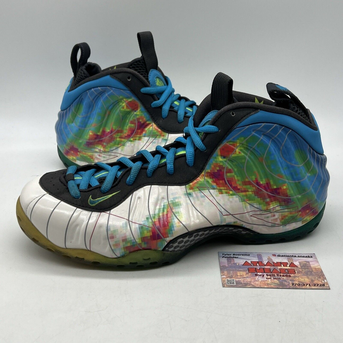 Size 10 - Nike Air Foamposite One PRM Weatherman White Green Yellow (575420-100)