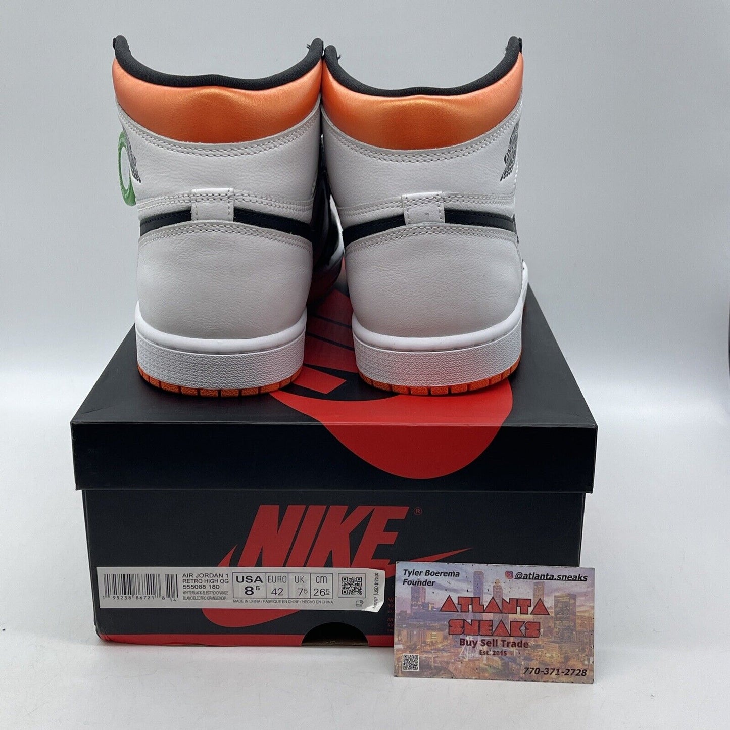 Size 8.5 - Jordan 1 Retro High Electro Orange Black Leather (555088-180)