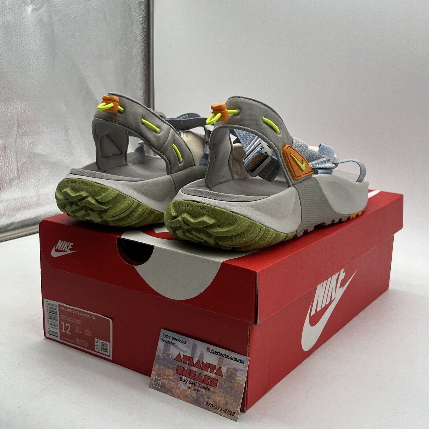 Size 12 -Nike Oneonta Men’s Trail Sandals DJ6604-100 Grey Blue Orange Green Shoe