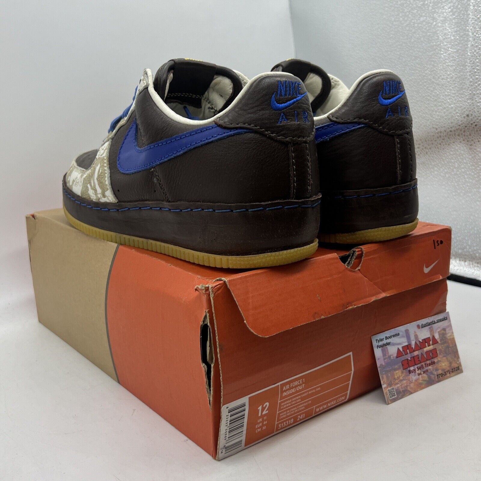 Size 12 - Nike Air Force 1 Inside/Out Brown Blue Leather (313318-241)