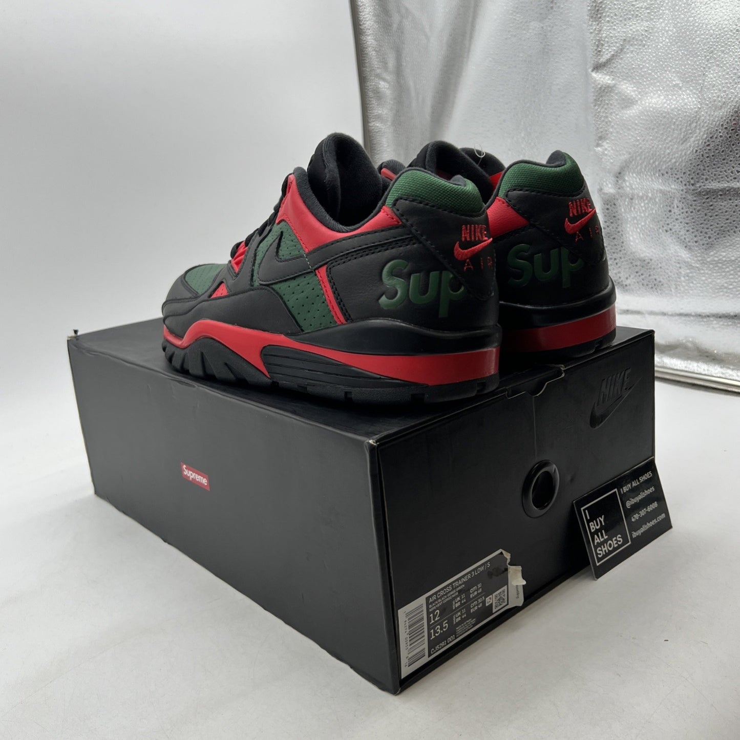 Size 12 - Nike Supreme x Air Cross Trainer 3 Low Black Gorge Green (CJ5291-001)