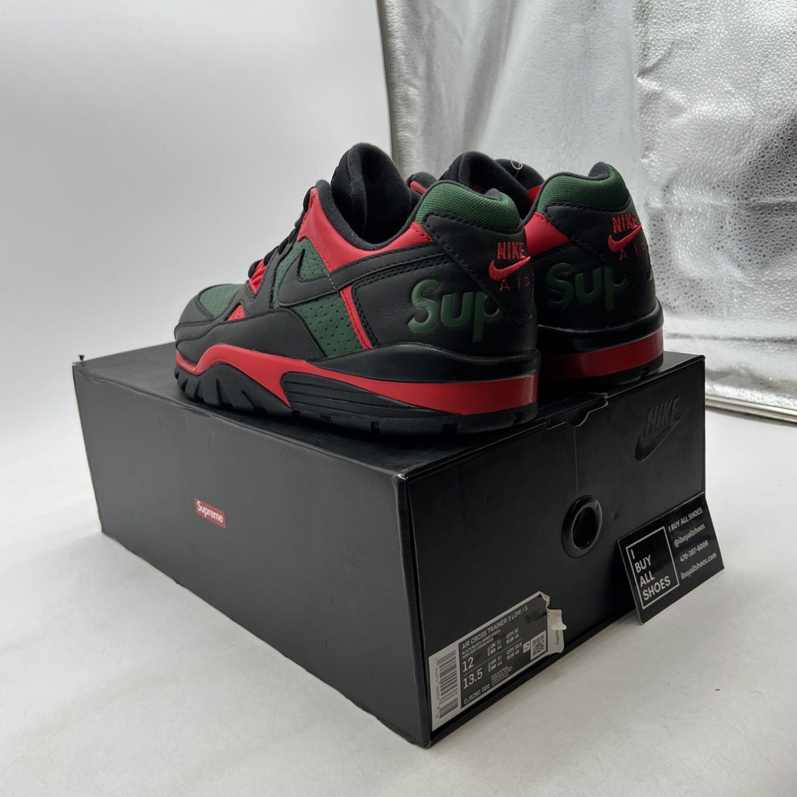 Size 12 - Nike Supreme x Air Cross Trainer 3 Low Black Gorge Green (CJ5291-001)