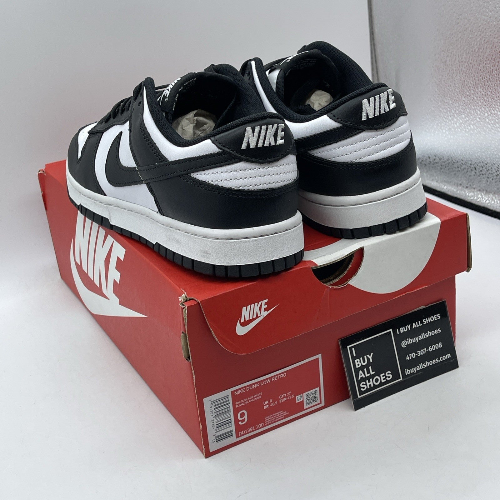 Size 9 - Nike Dunk Low Black White Leather (DD1391-100)