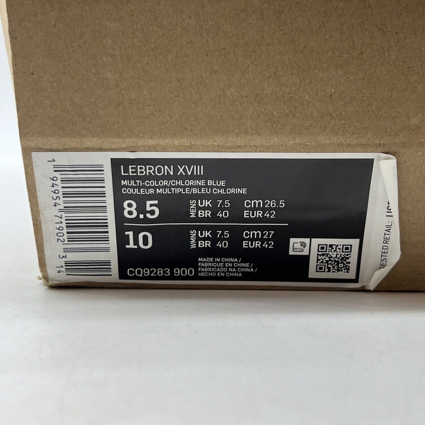 Size 8.5 - Nike LeBron 18 Graffiti Purple Black White (CQ9283-900)