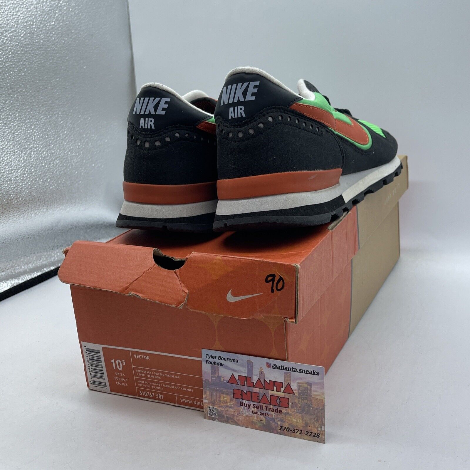 Size 10.5 - Nike Vector Green Black Orange Suede Leather  (310767-381)