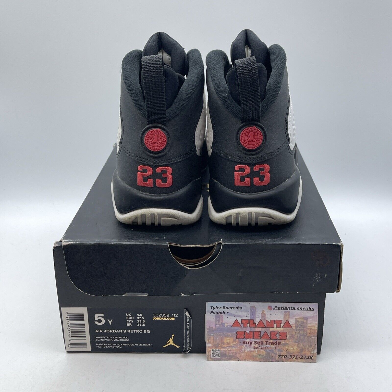 Size 5 - Jordan 9 Retro space jam black Suede Red White Leather (302359-112)