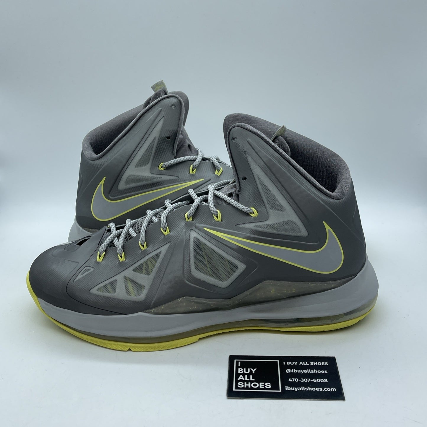 Size 13 - Nike LeBron 10 Yellow Diamond Grey Yellow Leather (541100-007)