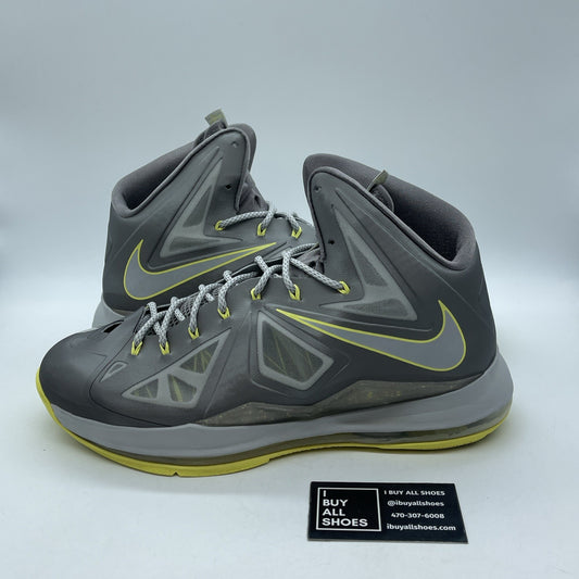 Size 13 - Nike LeBron 10 Yellow Diamond Grey Yellow Leather (541100-007)