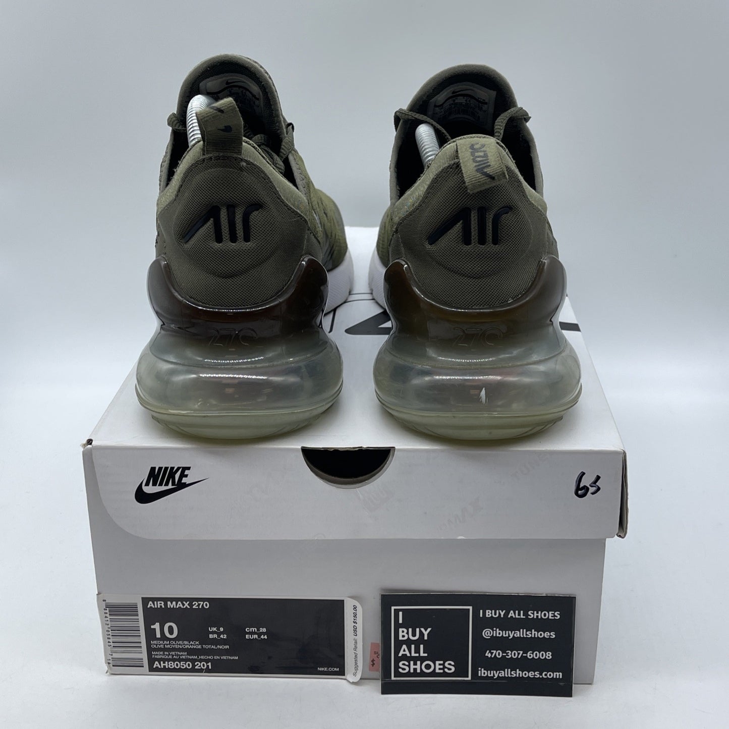 Size 10 - Nike Air Max 270 Medium Olive Green Black Suede Leather (AH8050-201)