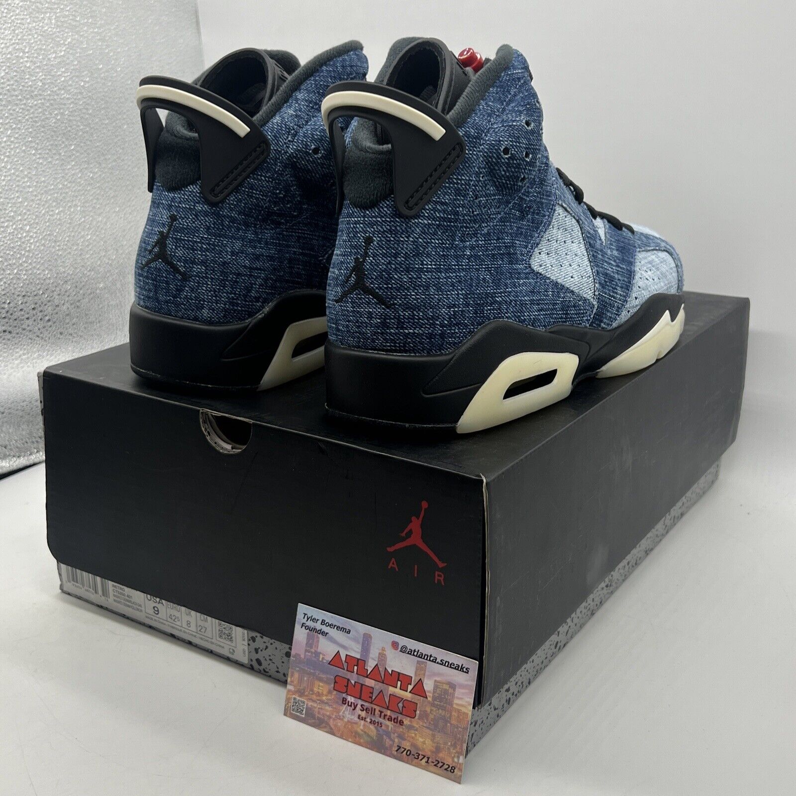 Size 9 - Air Jordan 6 Retro Washed Denim Blue Black Brown Leather (CT5350-401)