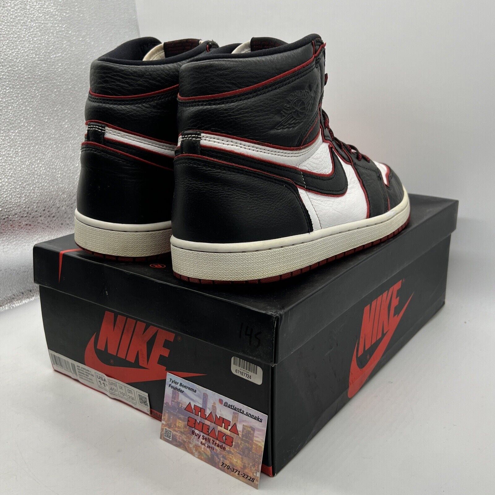 Size 11.5 - Jordan 1 Retro High OG Bloodline 2019 Black Red White (555088-062)