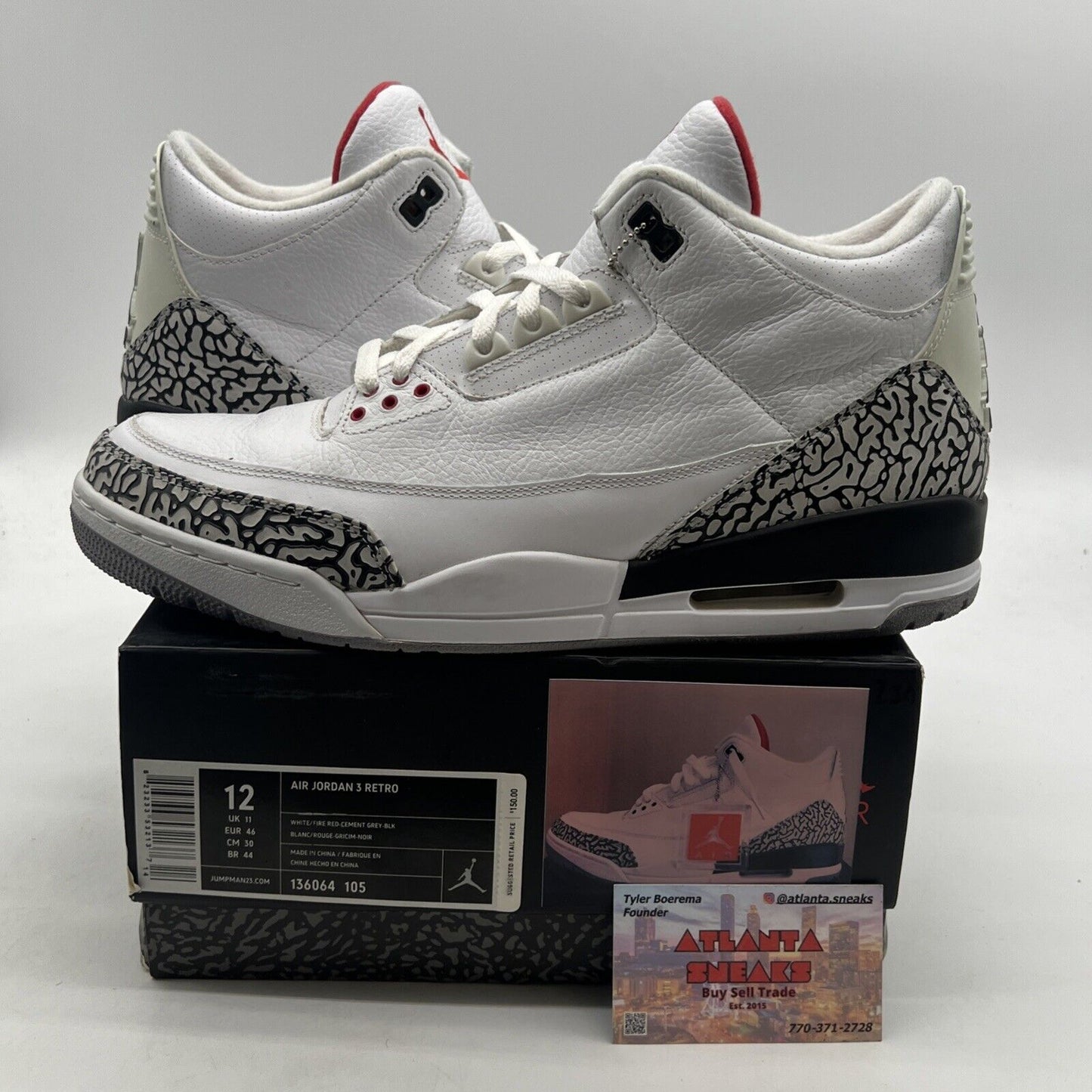 Size 12 - Air Jordan 3 Retro White Cement 2011 (136064-105)