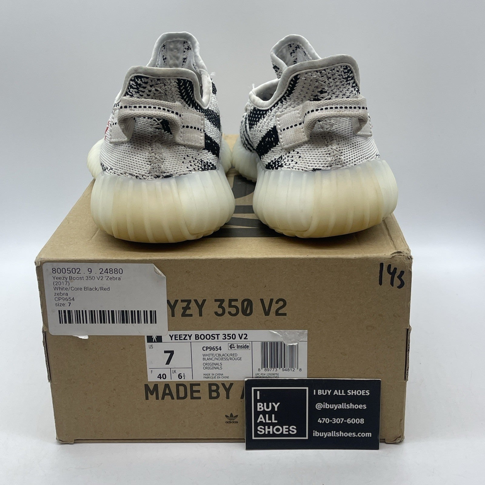Size 7 - adidas Yeezy Boost 350 V2 Low Zebra Black White Suede (CP9654)