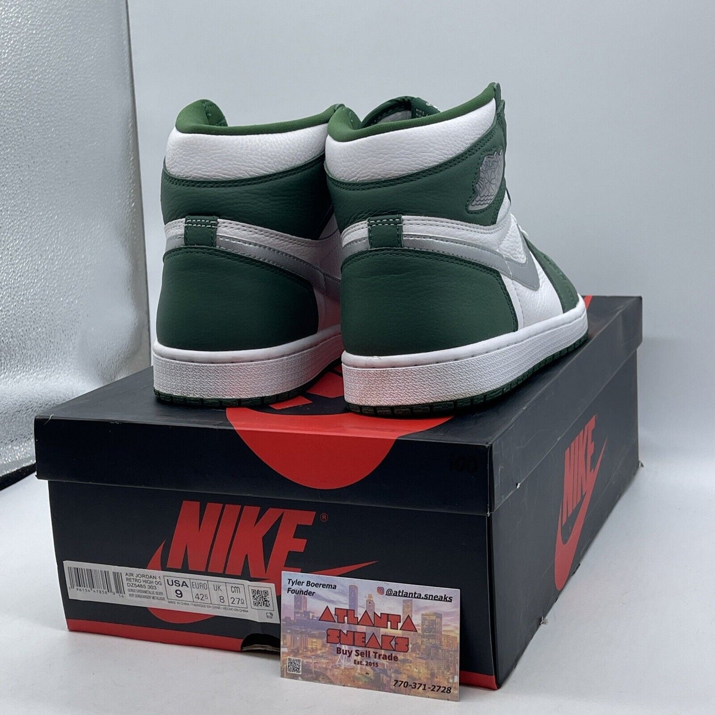 Size 9 - Jordan 1 Retro OG High Gorge Green White Silver Leather (DZ5485-303)