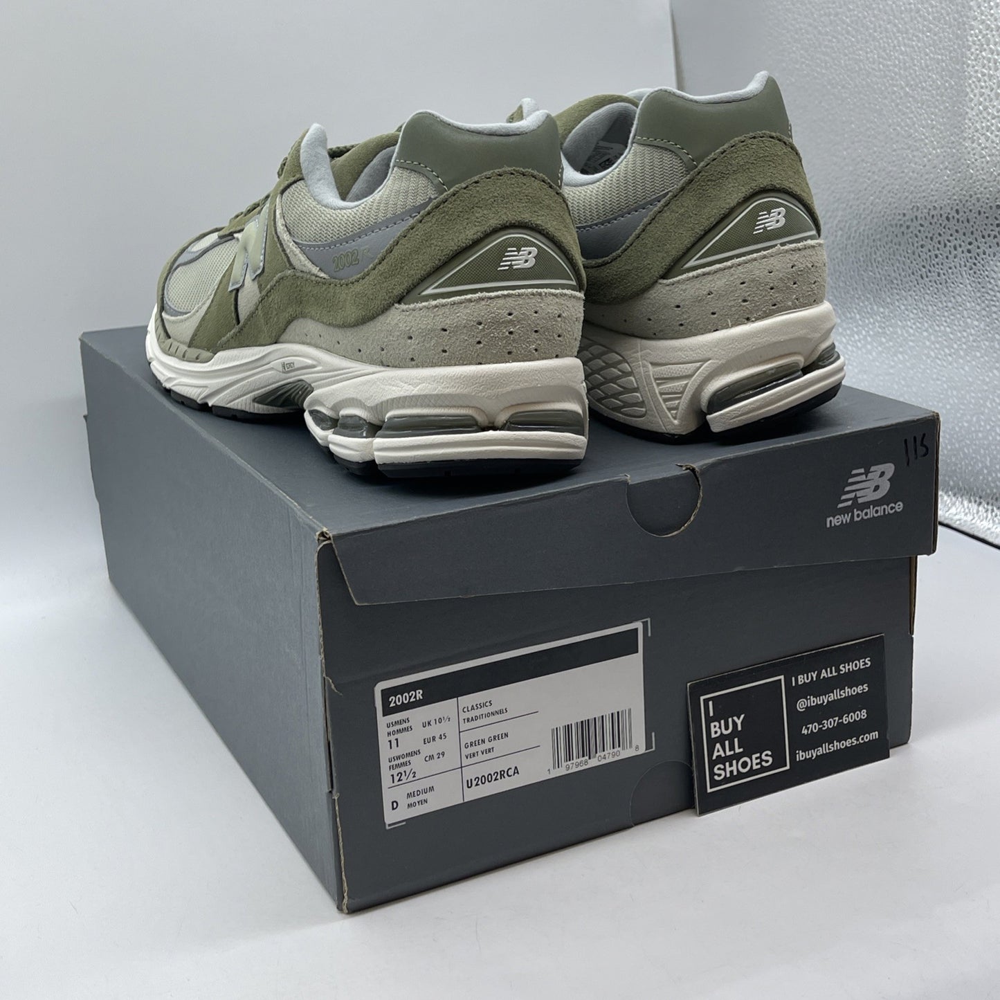 Size 11 - New Balance 2002R Dark Olivine Green Silver Suede Leather ( U2002rca
