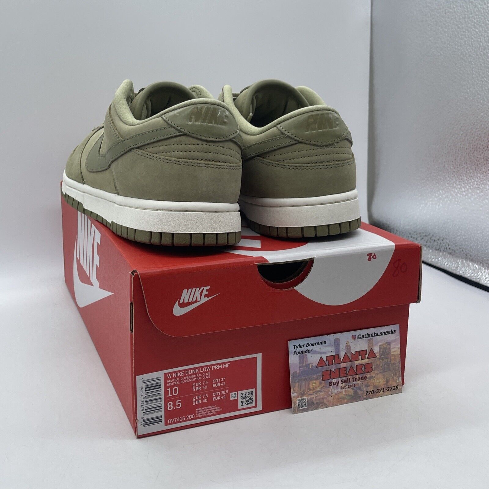 Size 10W- Nike Dunk Premium Low Neutral Olive Suede White Leather (DV7415-200)