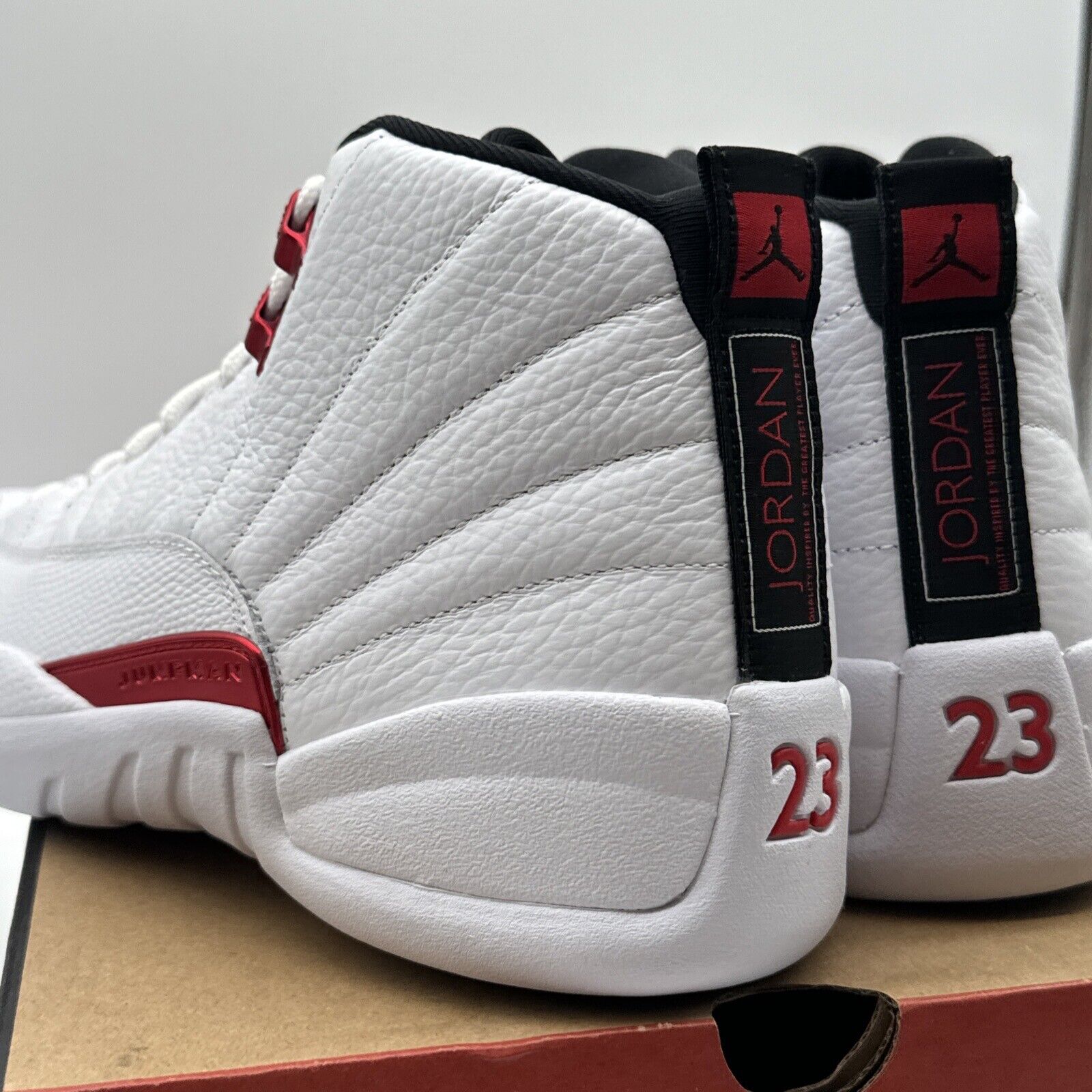 Size 11 - Jordan 12 Retro Twist 2021 White Leather Tumbled Red Hits Xmas Vibes