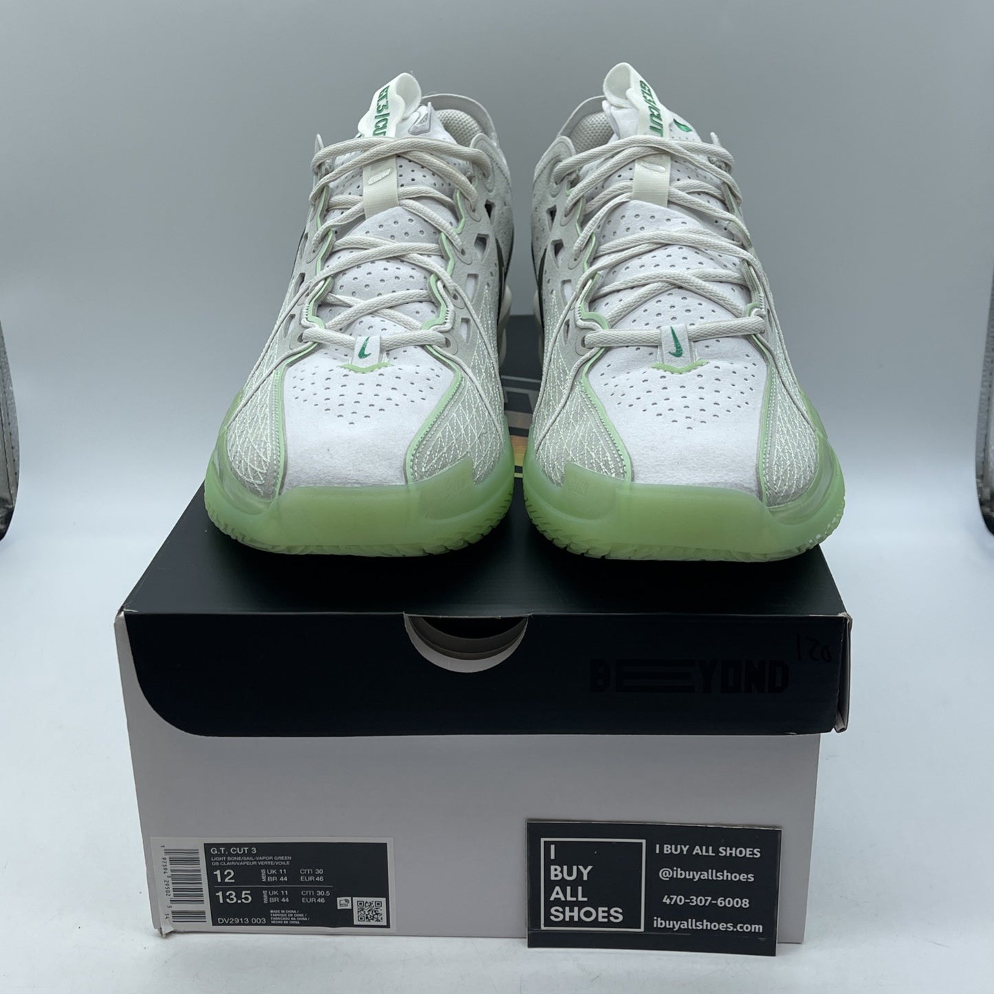 Size 12 - Nike Air Zoom GT Cut 3 Vapor Green White Grey Suede (DV2913-003)