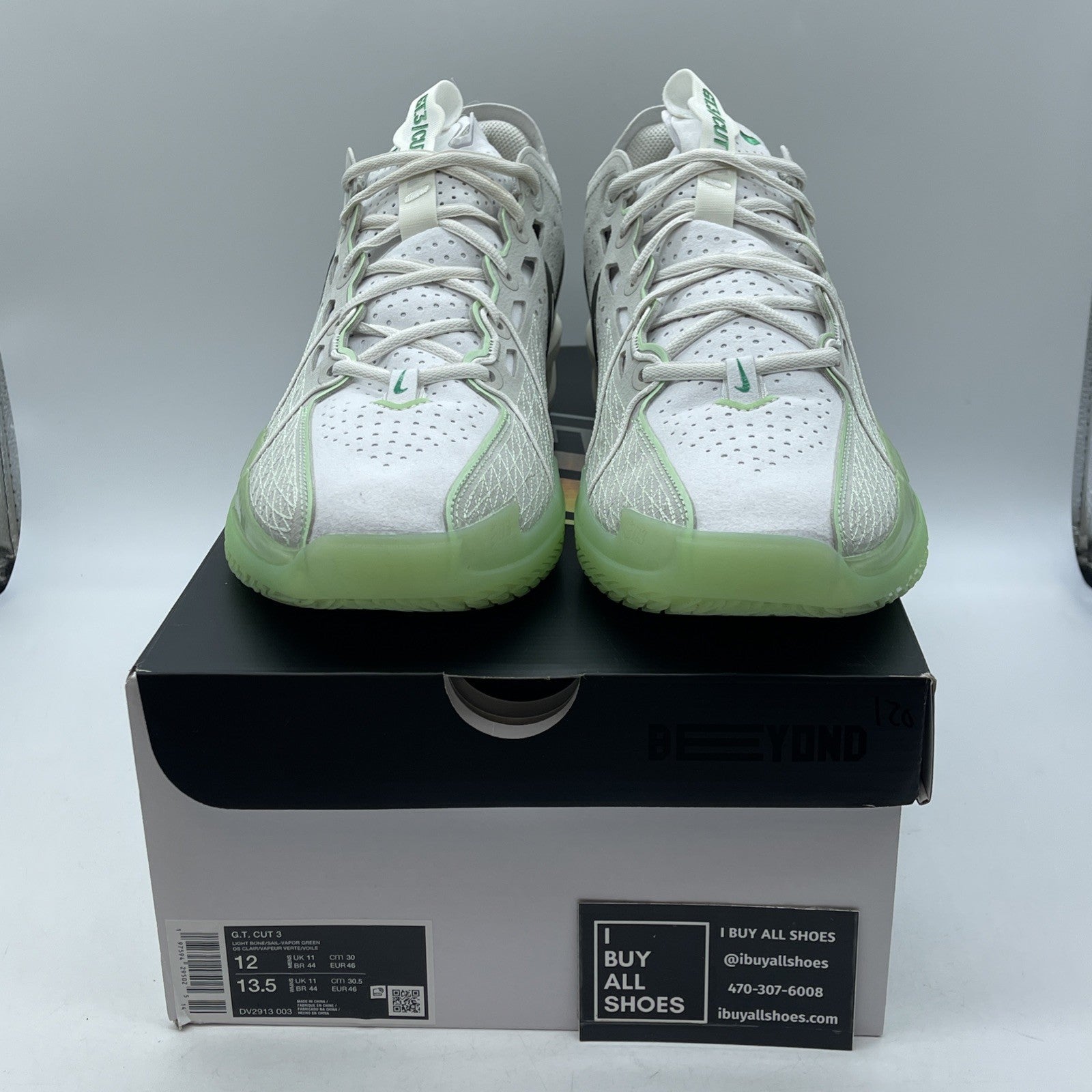 Size 12 - Nike Air Zoom GT Cut 3 Vapor Green White Grey Suede (DV2913-003)