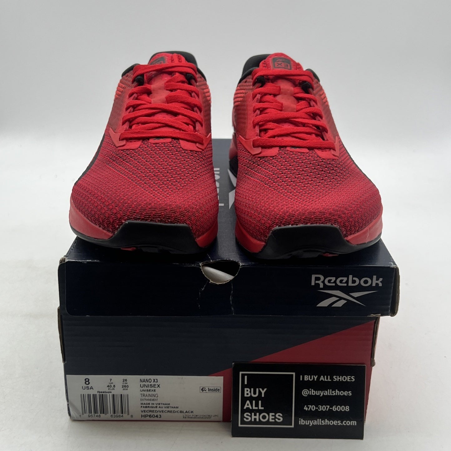 Size 8 - Reebok Nano X3 Mens Vector Red Black Lace Up Athletic Cross Training T3