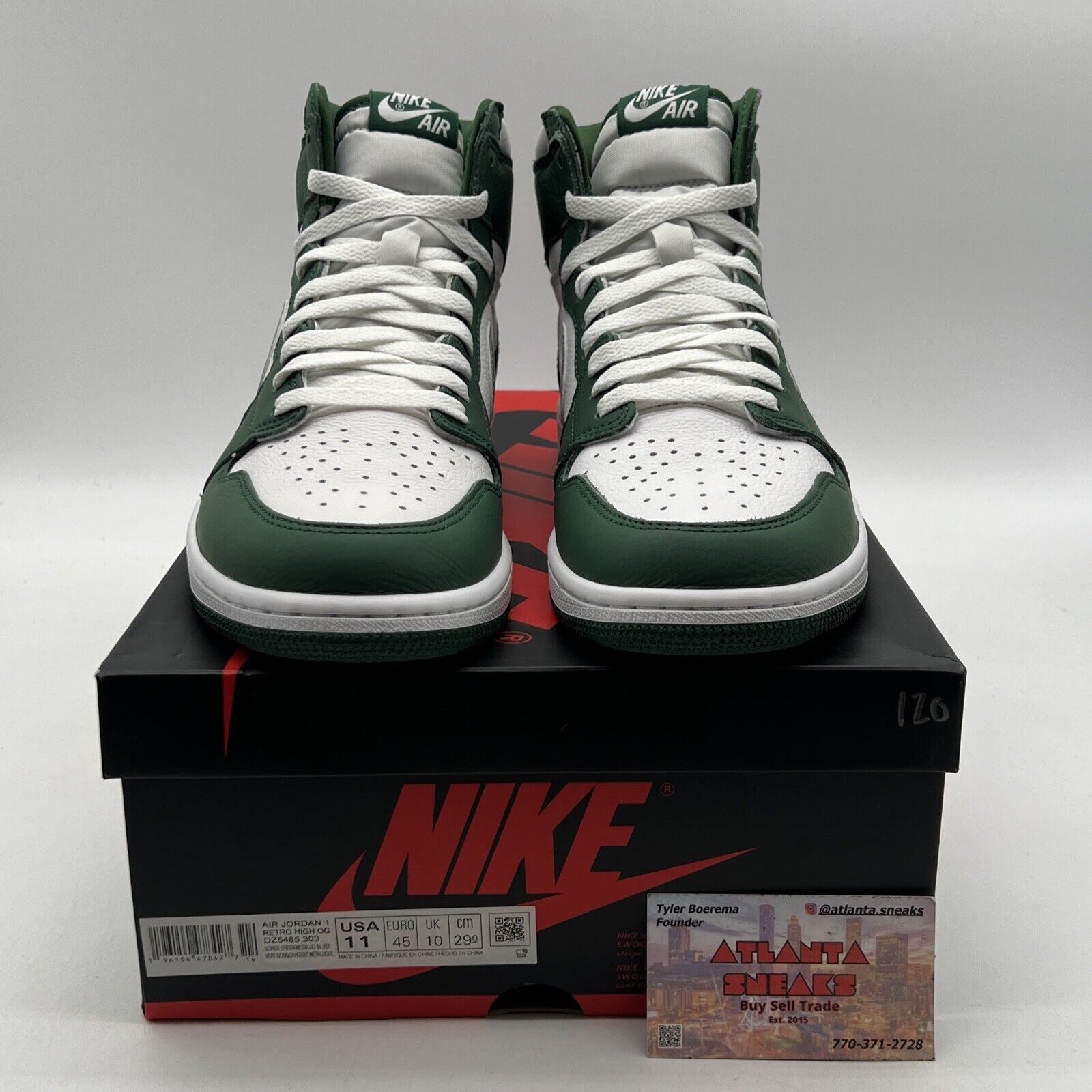 Size 11 - Jordan 1 Retro OG High Gorge Green White Leather Silver (DZ5485-303)