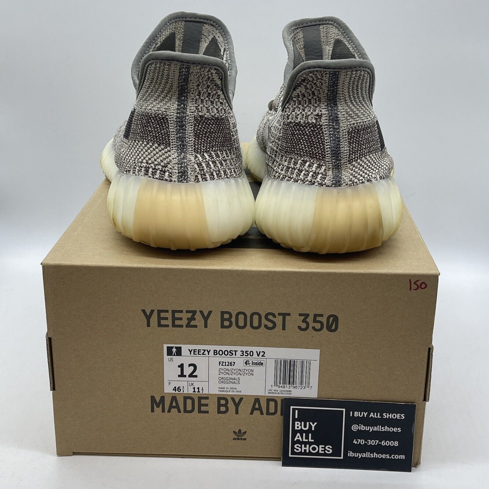 Size 12 - adidas Yeezy Boost 350 V2 Low Zyon White Black Suede (FZ1267)