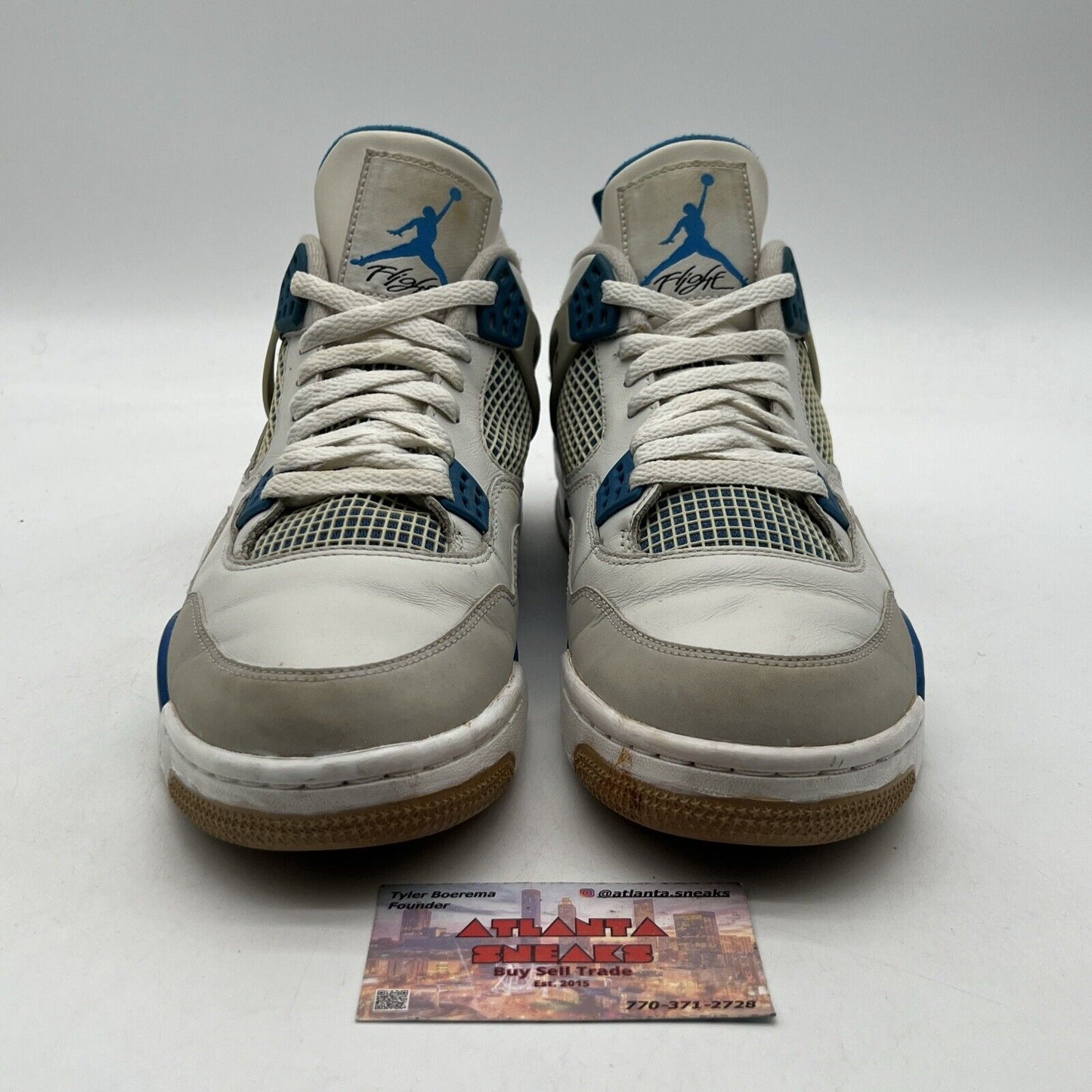 Size 10.5 - Jordan 4 Retro Military Blue 2012 White Blue Grey (308497-105)