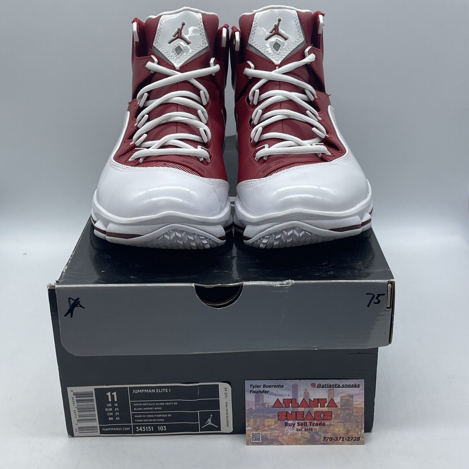 Size 11 - Jordan Jumpman Elite 1 White Varsity Red White Leather (343151-103)