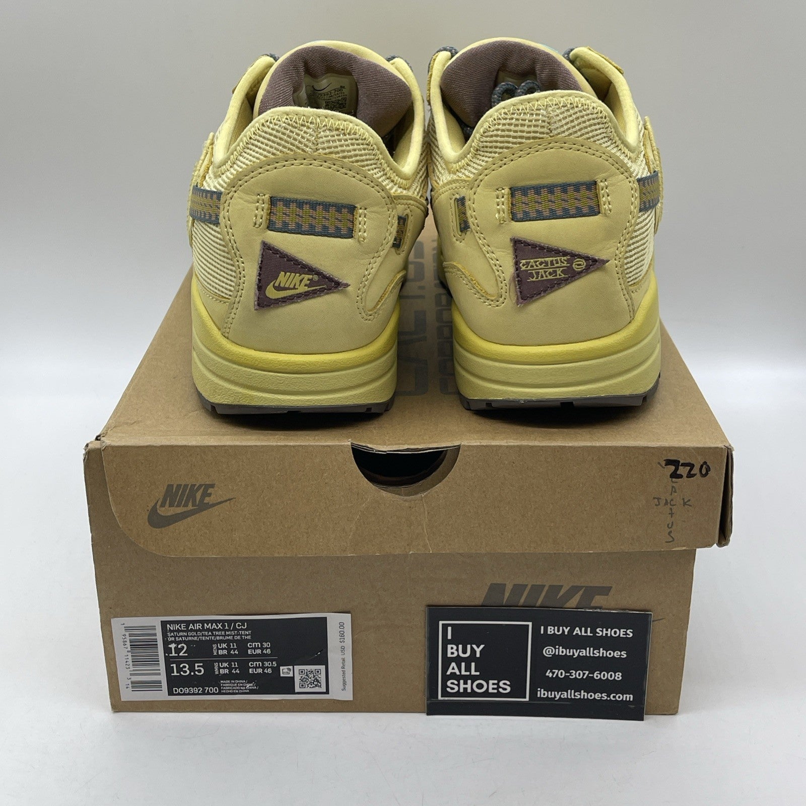 Size 12 - Nike Air Max 1 x Travis Scott Saturn Gold Yellow Suede (DO9392-700)