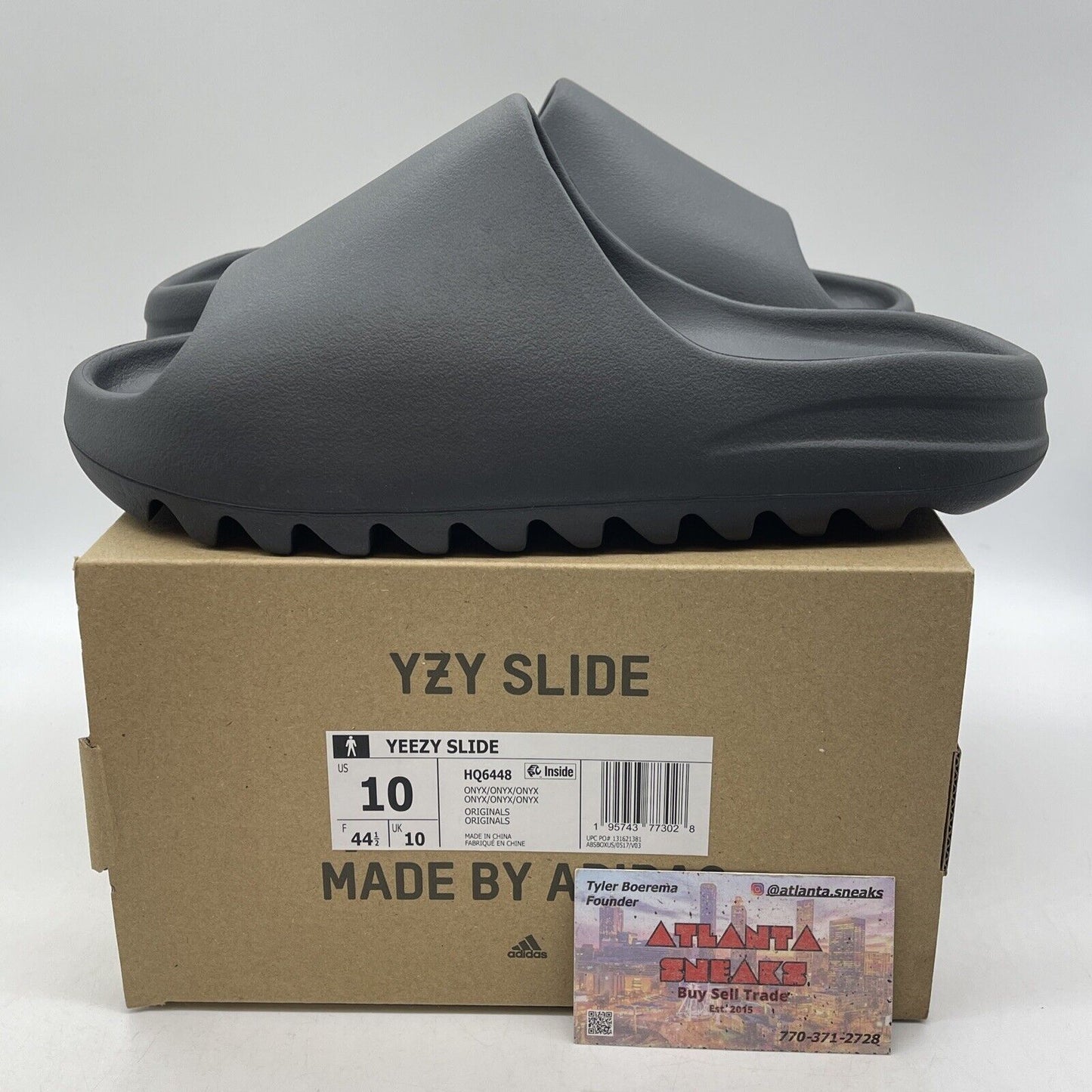 Size 10 - Adidas Yeezy Slides Onyx Black Rubber (HQ6448)