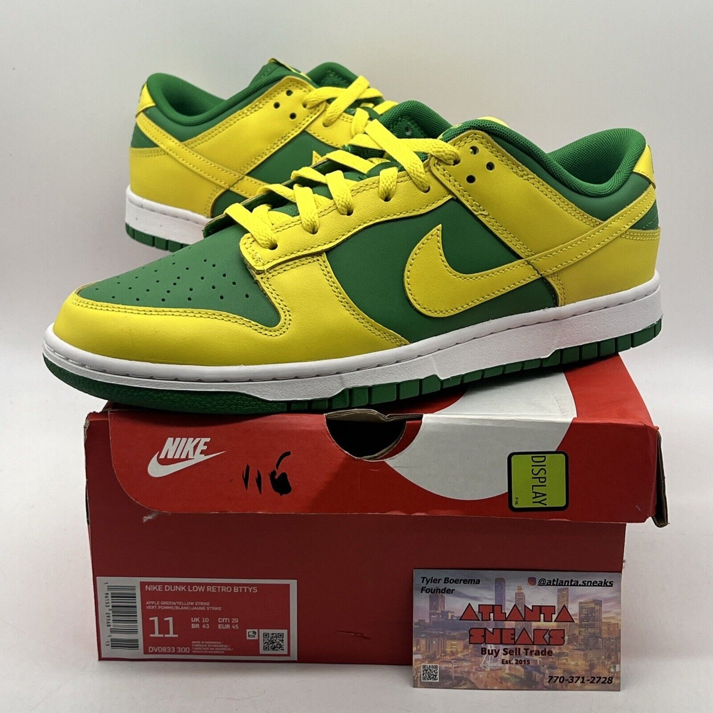 Size 11 - Nike Dunk Low Reverse Brazil Green Yellow Leather (DV0833-300)