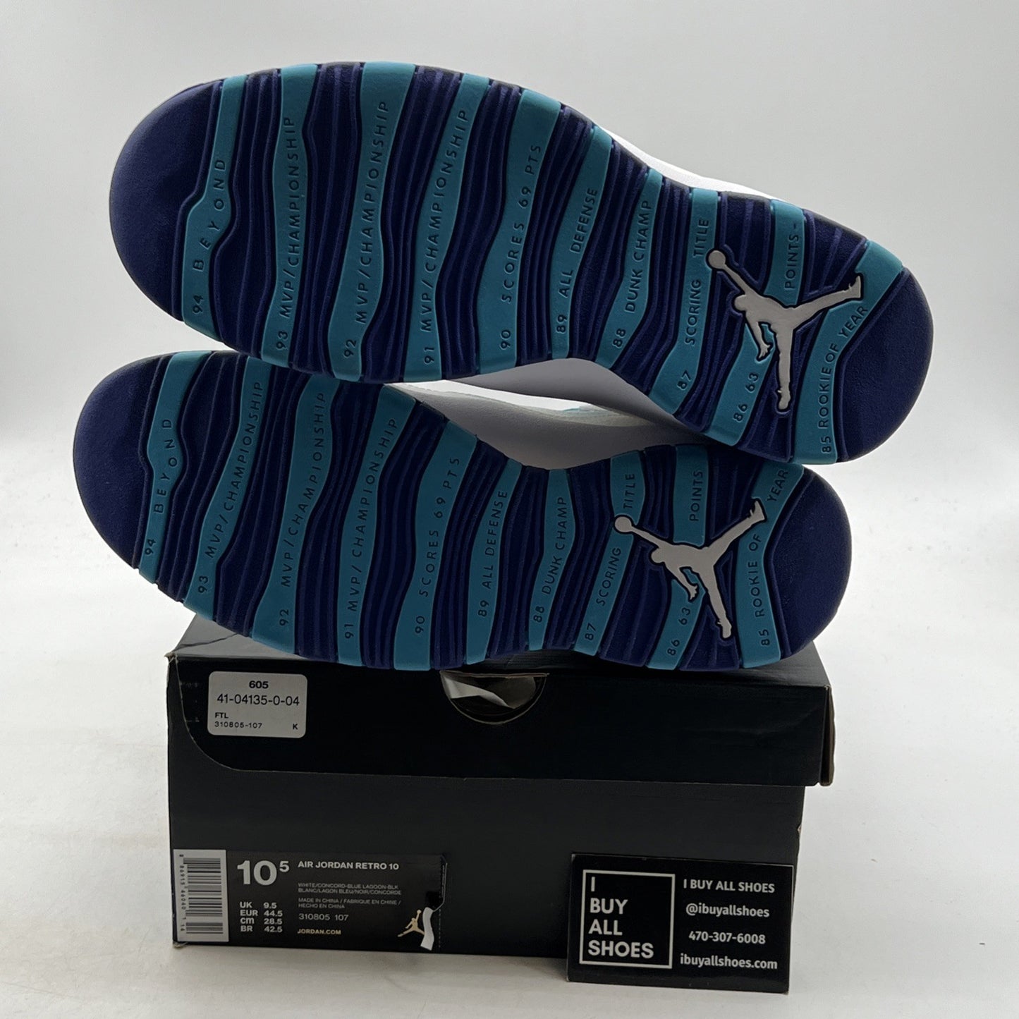 Size 10.5 - Air Jordan 10 Retro Charlotte Hornets (310805-107)