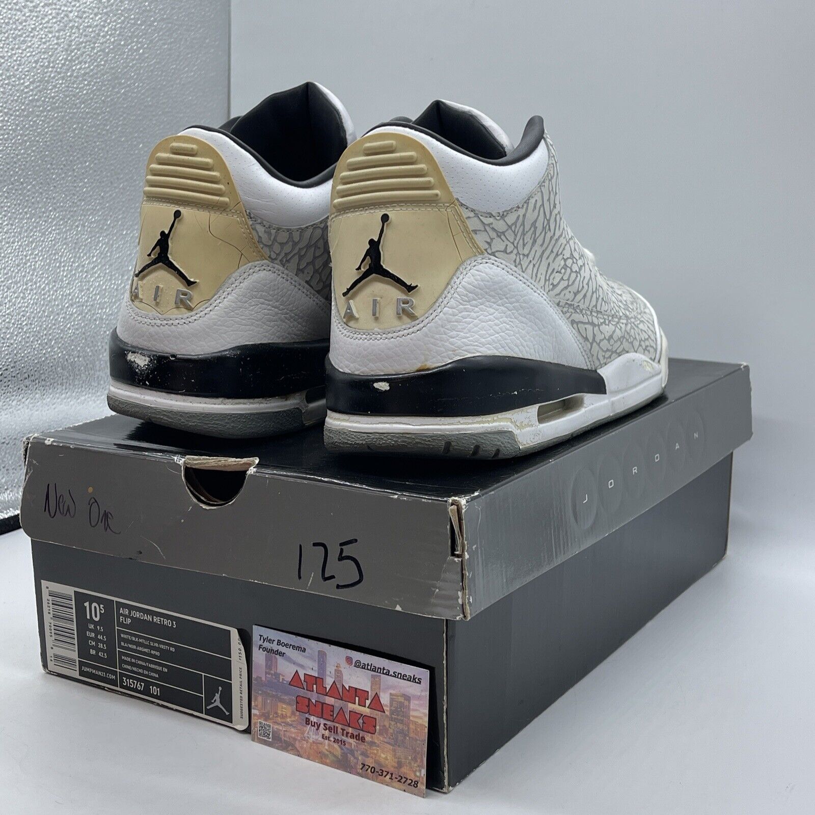 Size 10.5 - Air Jordan 3 Retro Flip White Black Grey Suede Leather (315767-101)