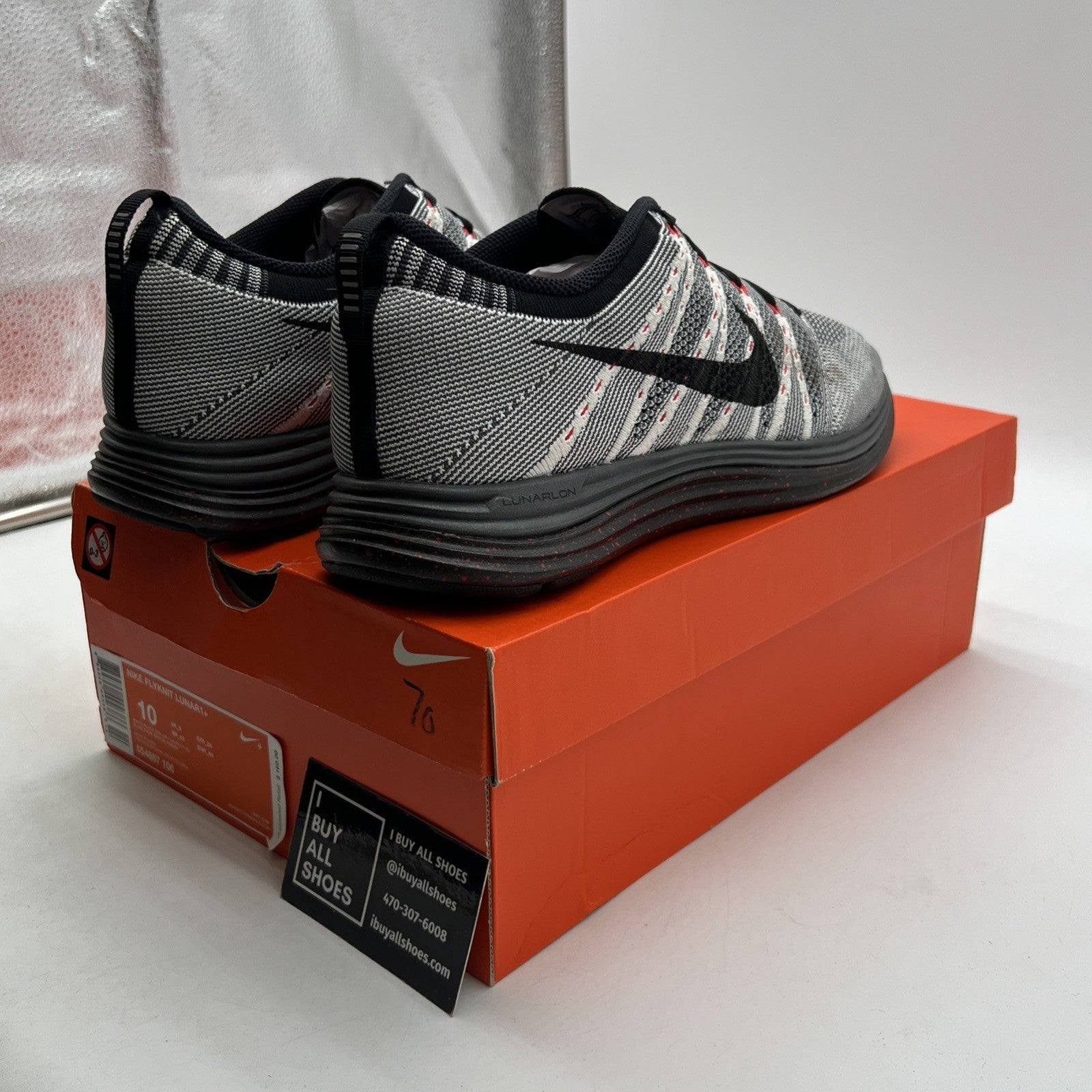 Size 10 - Nike Flyknit Lunar 1+ Gray (554887-106)