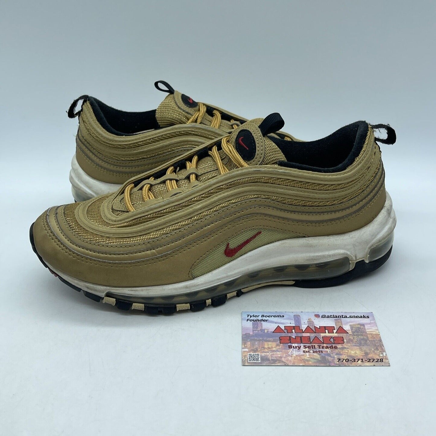 Size 7 (GS) - Nike Air Max 97 OG 2023 Low Metallic Gold White Suede (918890-700)