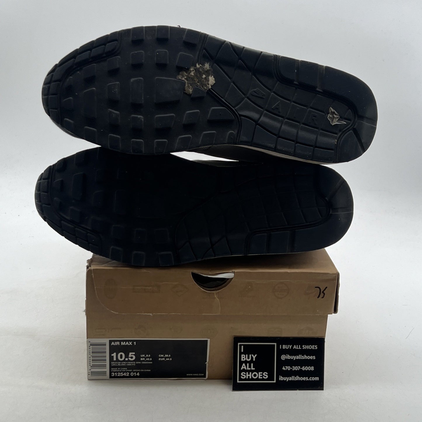Size 10.5 - Nike Air Max 1 Dark Grey Obsidian (312542-014)
