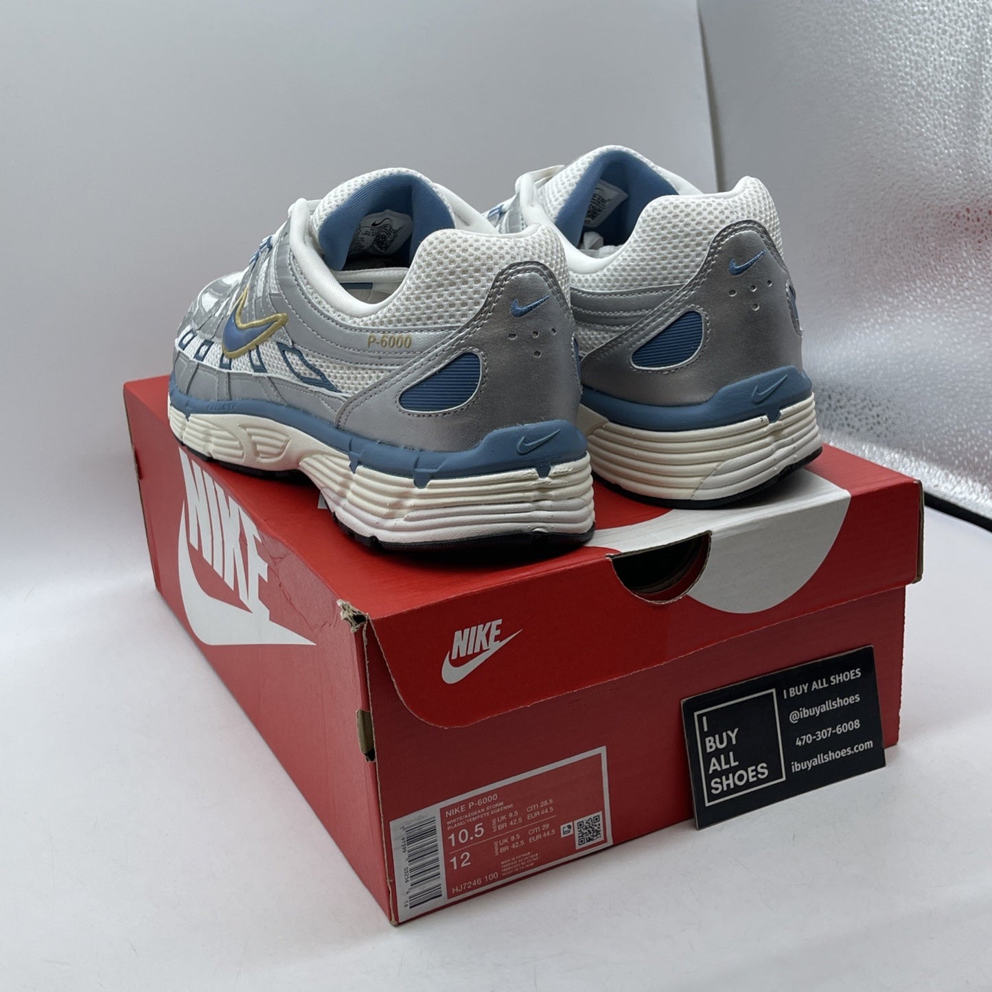 Size 10.5 - Nike P-6000 Metallic Silver Aegean Storm Leather (HJ7246-100)