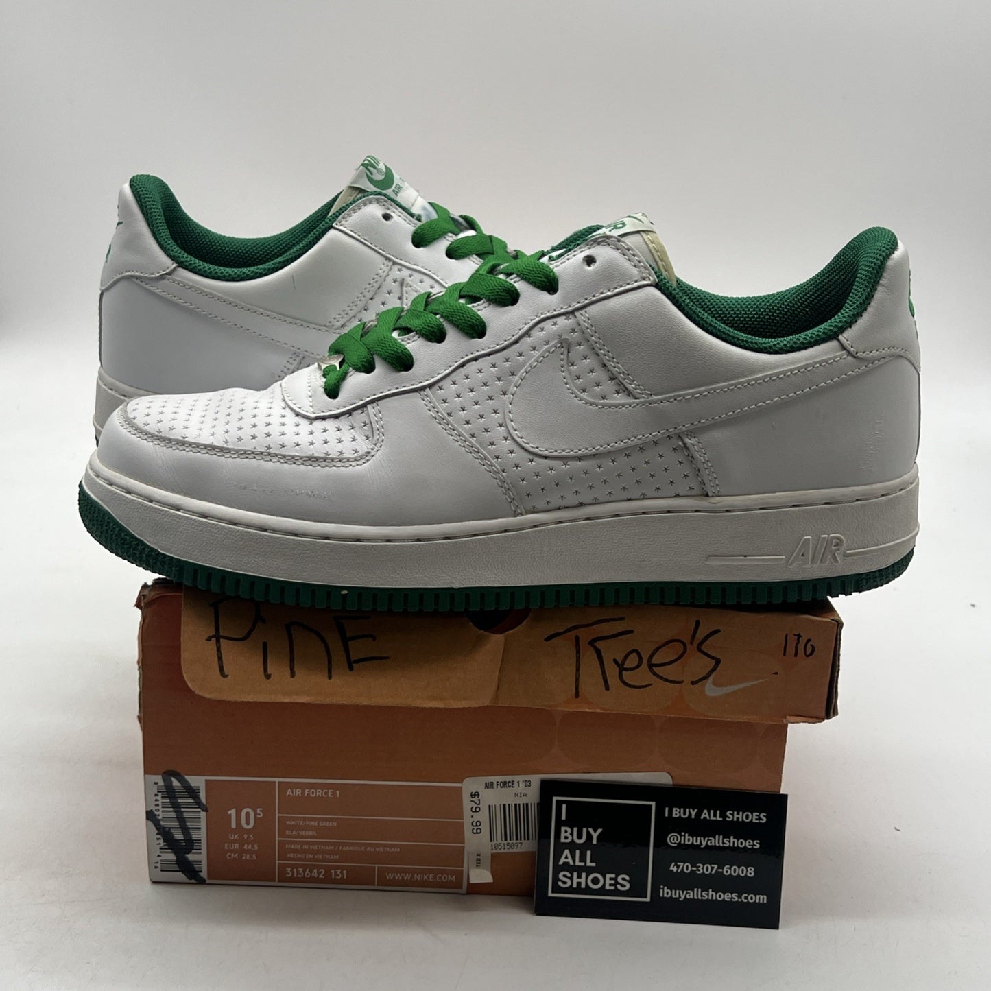 Size 10.5 - Nike Air Force 1 White Pine Green (313642-131)