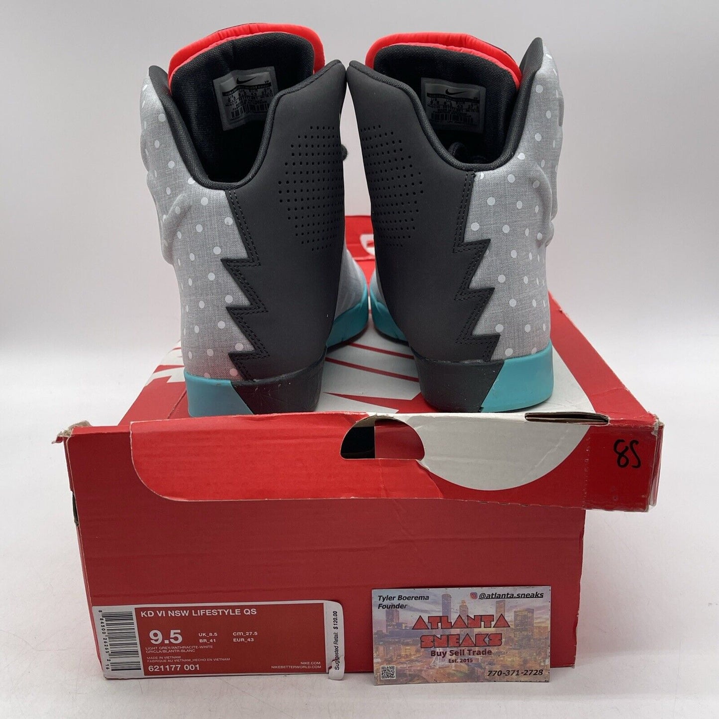 Size 9.5 - Nike KD 6 Nsw Lifestyle Qs Birthday Grey Blue Suede (621177-001)