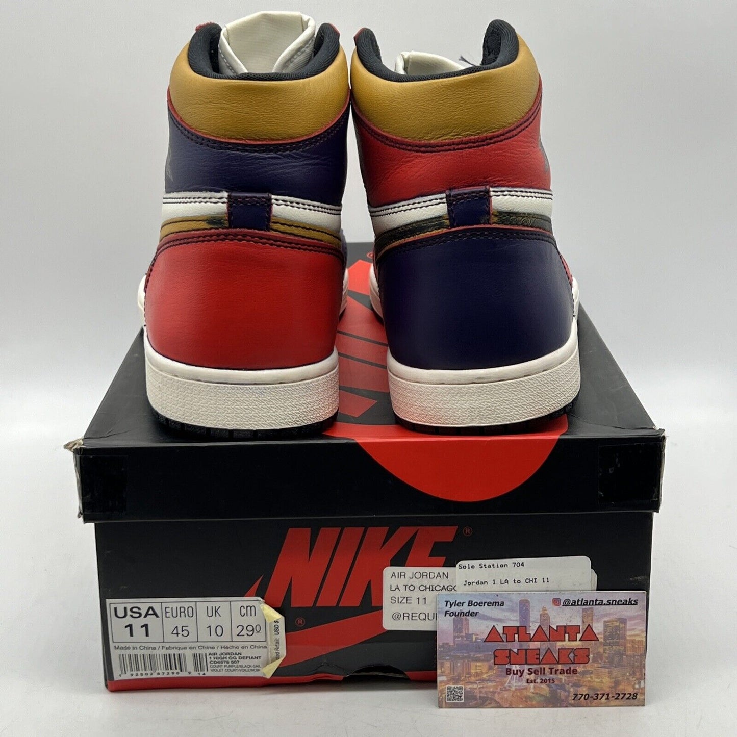 Size 11 - Jordan 1 Retro High SB LA To Chicago 2019 Purple Yellow Red CD6578-507