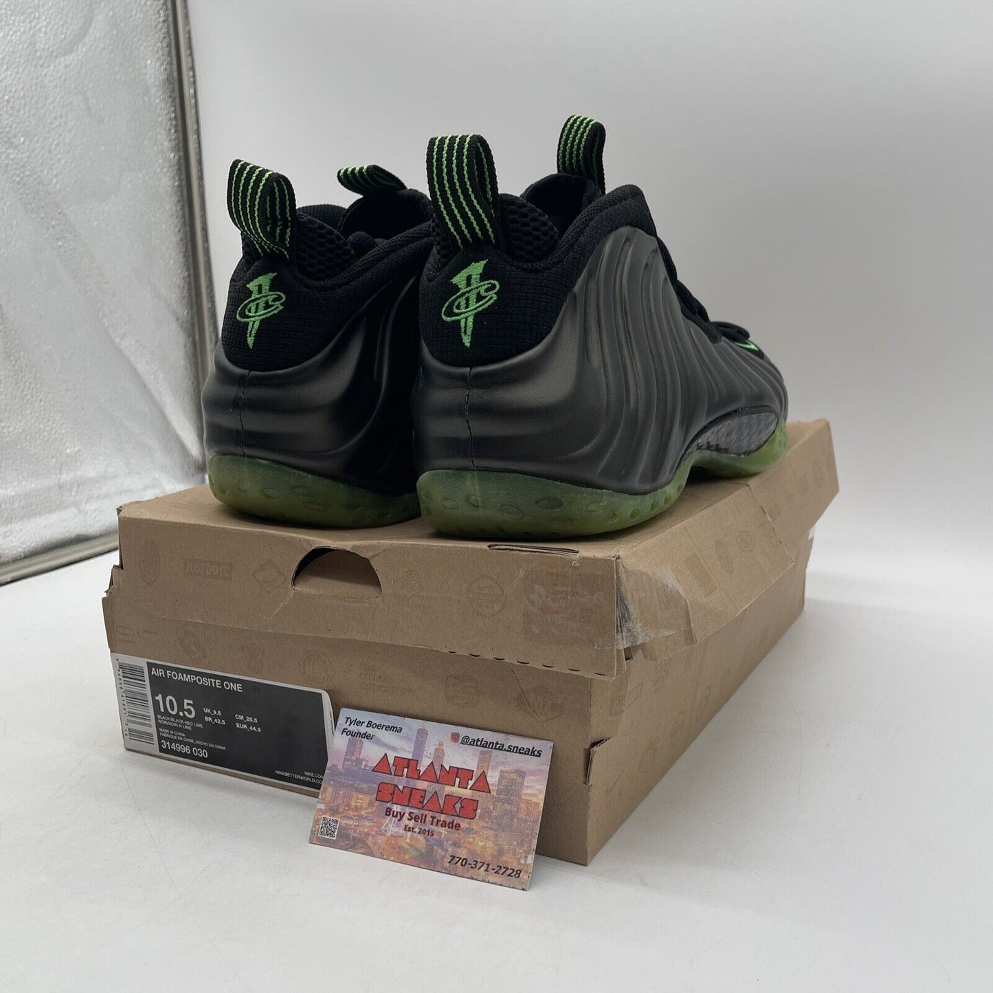 Size 10.5 - Nike Air Foamposite One HOH Electric Green Black Suede (314996-030)