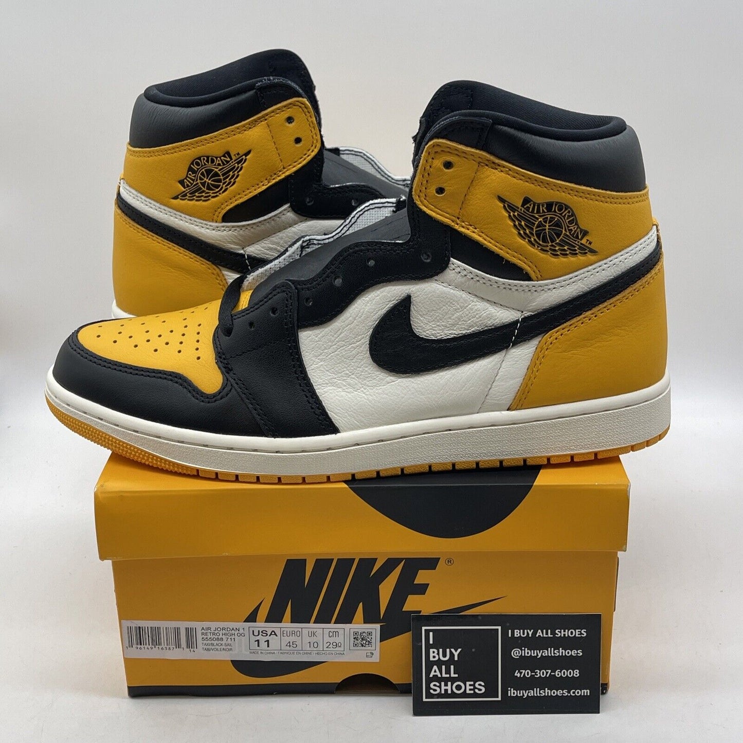 Size 11 - Jordan 1 Retro OG High Yellow Toe White Black Leather (555088-711)