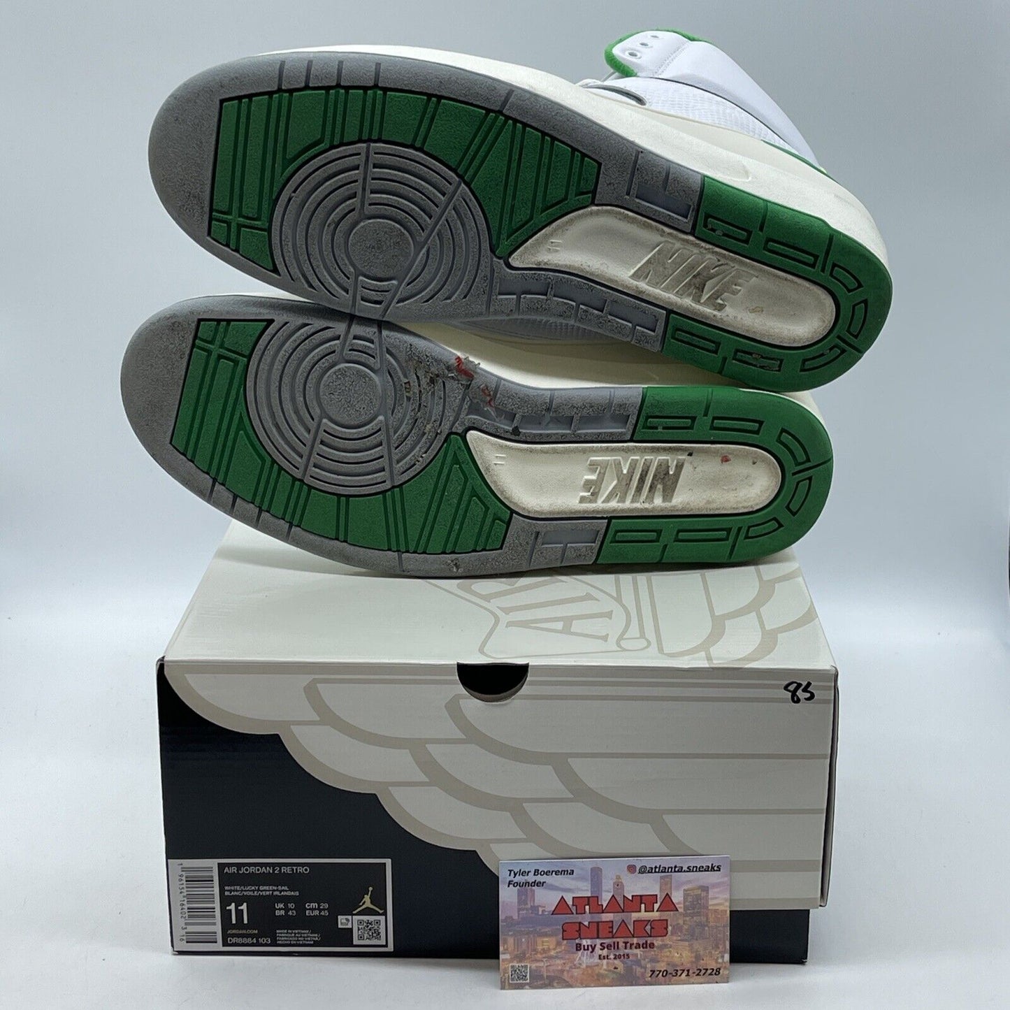 Size 11 - Jordan 2 Retro Lucky Green White Black Leather (DR8884-103)