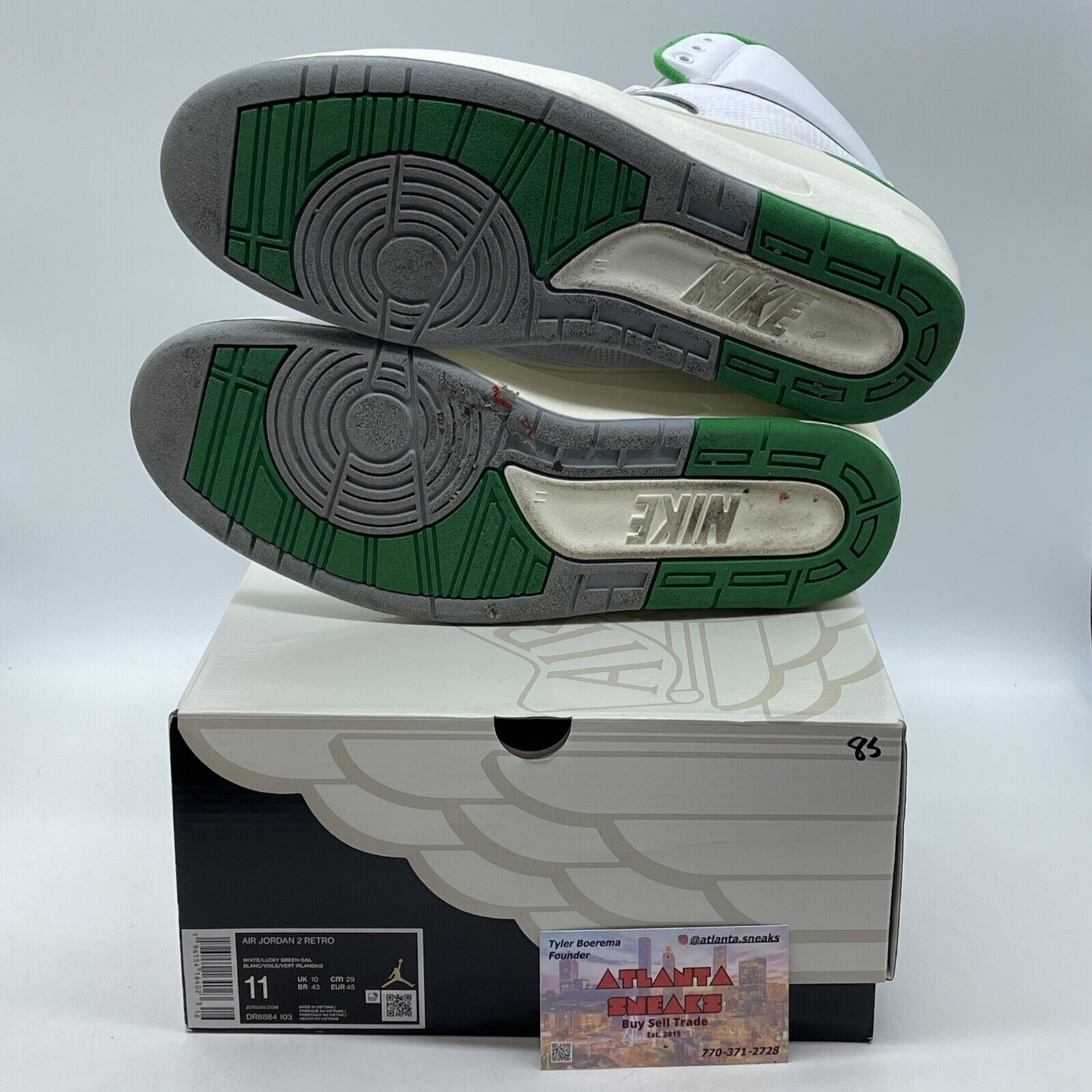 Size 11 - Jordan 2 Retro Lucky Green White Black Leather (DR8884-103)