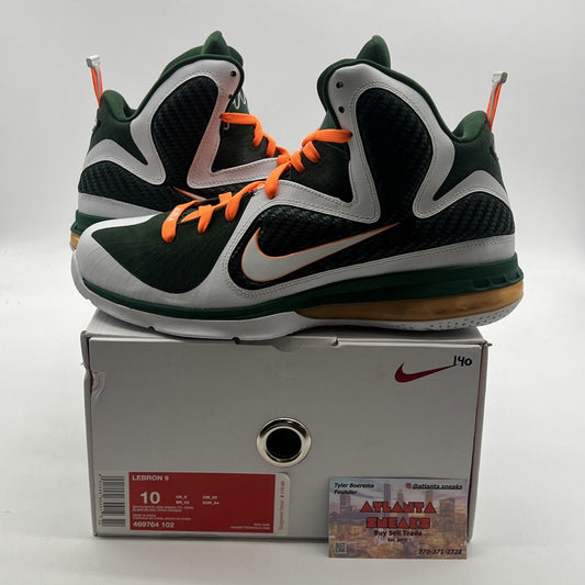 Size 10 - Nike LeBron 9 Miami Hurricanes (469764-102)