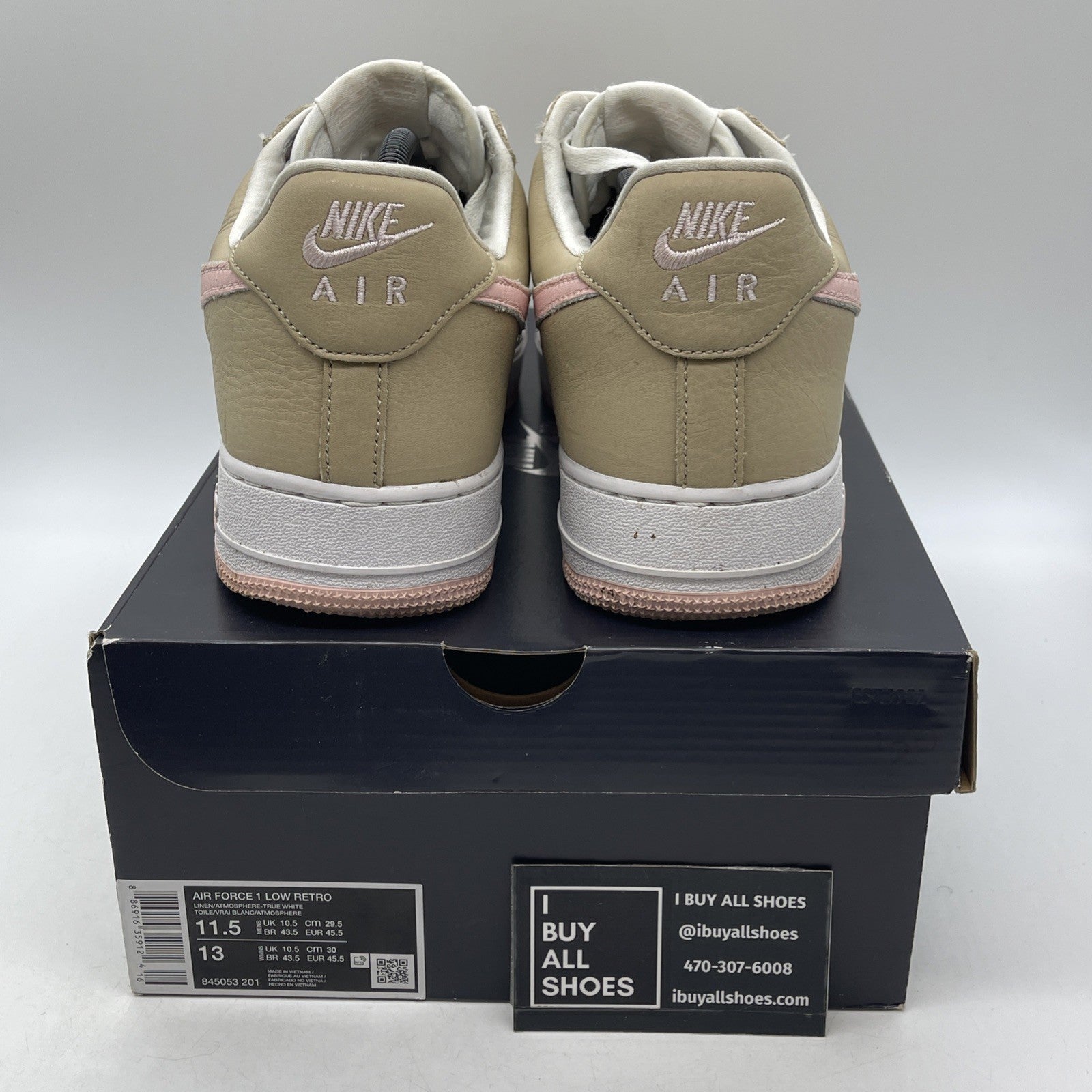 Size 11.5 - Nike Air Force 1 Retro 2016 Kith Exclusive Low Linen (845053-201)