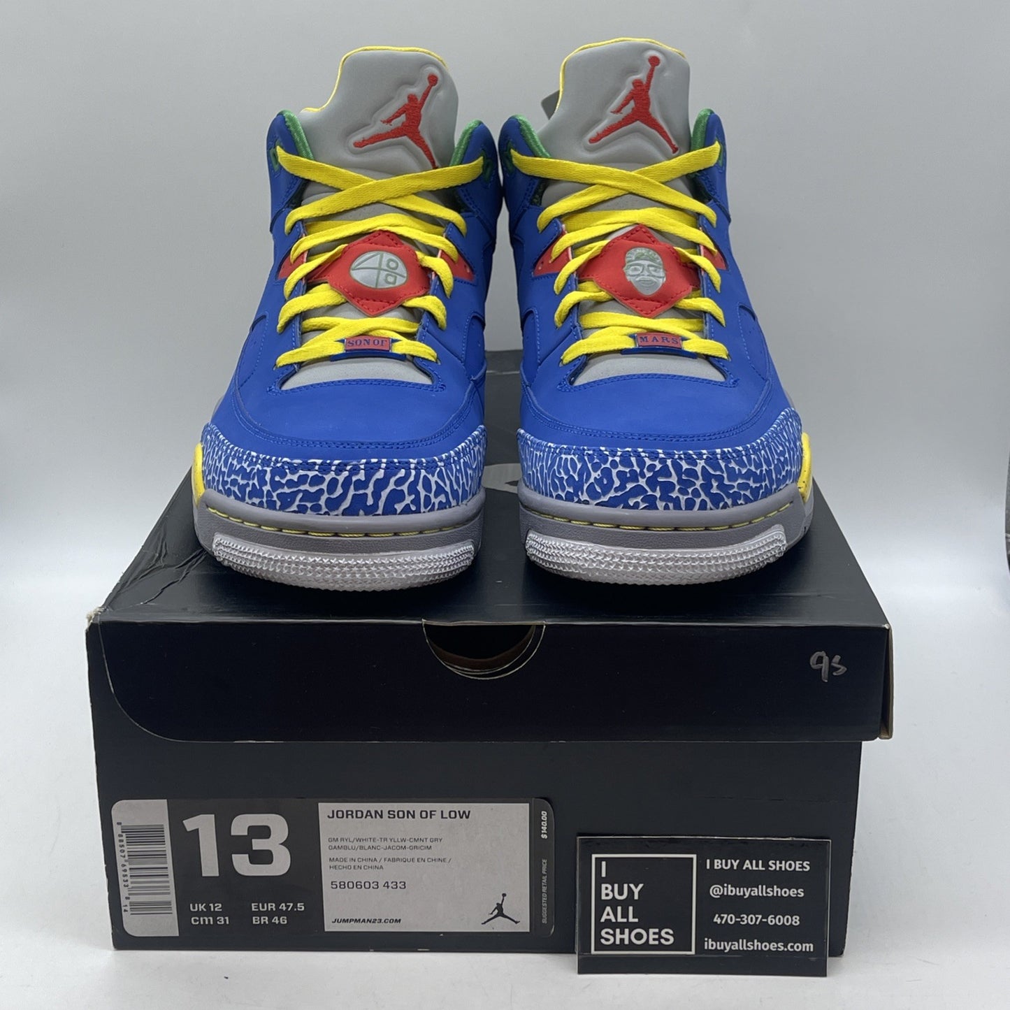 Size 13 - Air Jordan Son Of Mars Low Blue Grey Yellow Suede (580603-433)