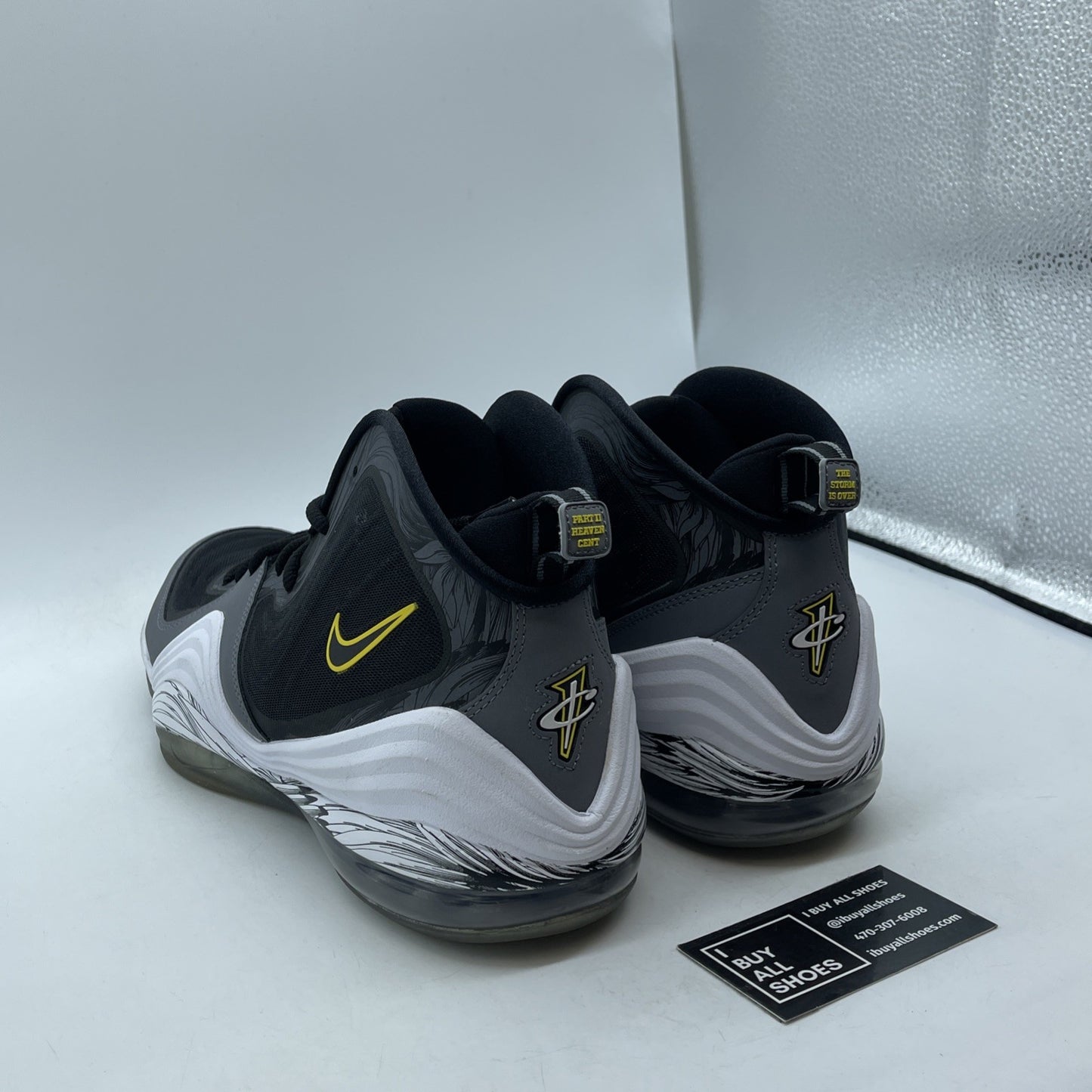 Size 13 - Nike Air Penny 5 Black Grey Tour Yellow Suede Leather (537331-001)