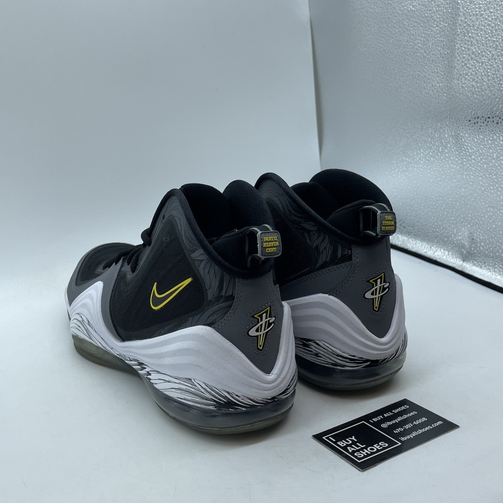Size 13 - Nike Air Penny 5 Black Grey Tour Yellow Suede Leather (537331-001)